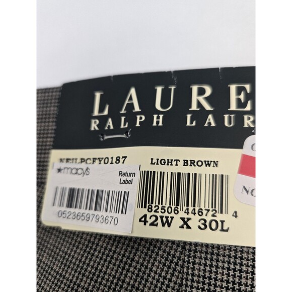 Lauren Ralph Lauren Pants Mens 42x30 Neil Dress Brown Pleated Houndstooth NWT - Picture 5 of 7
